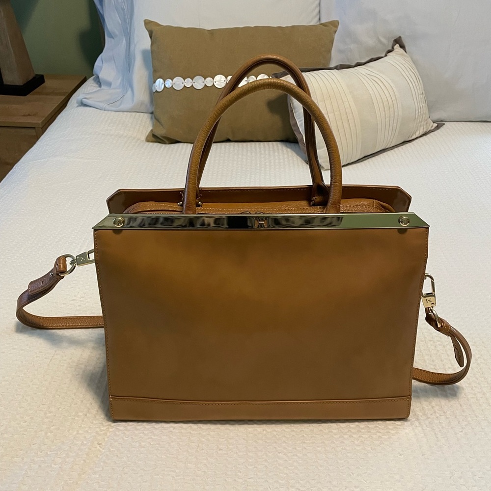 Gorgeous Halston deep beige bag